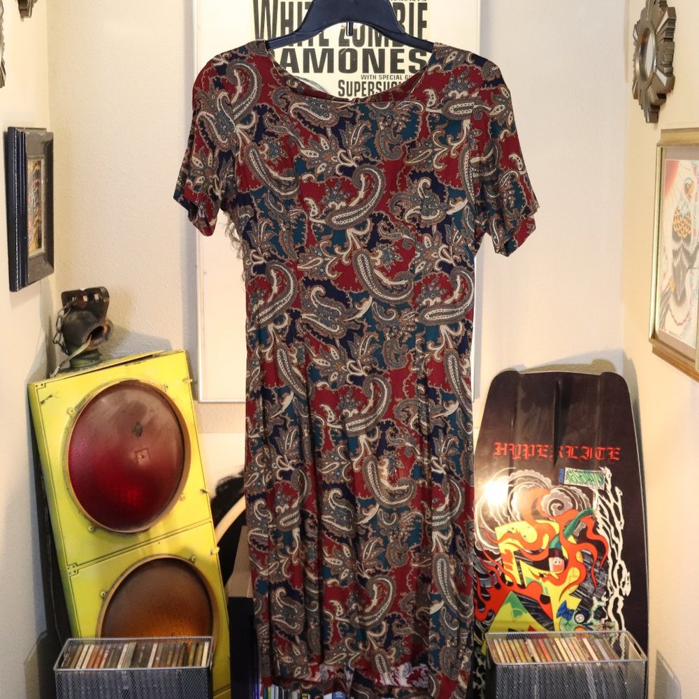 90's Paisley Print Short Sleeve Dress